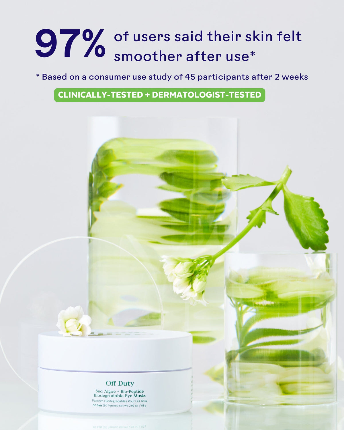 Masques Yeux Biodégradables Lissants OffDuty™ Algues Marines + Bio-Peptides