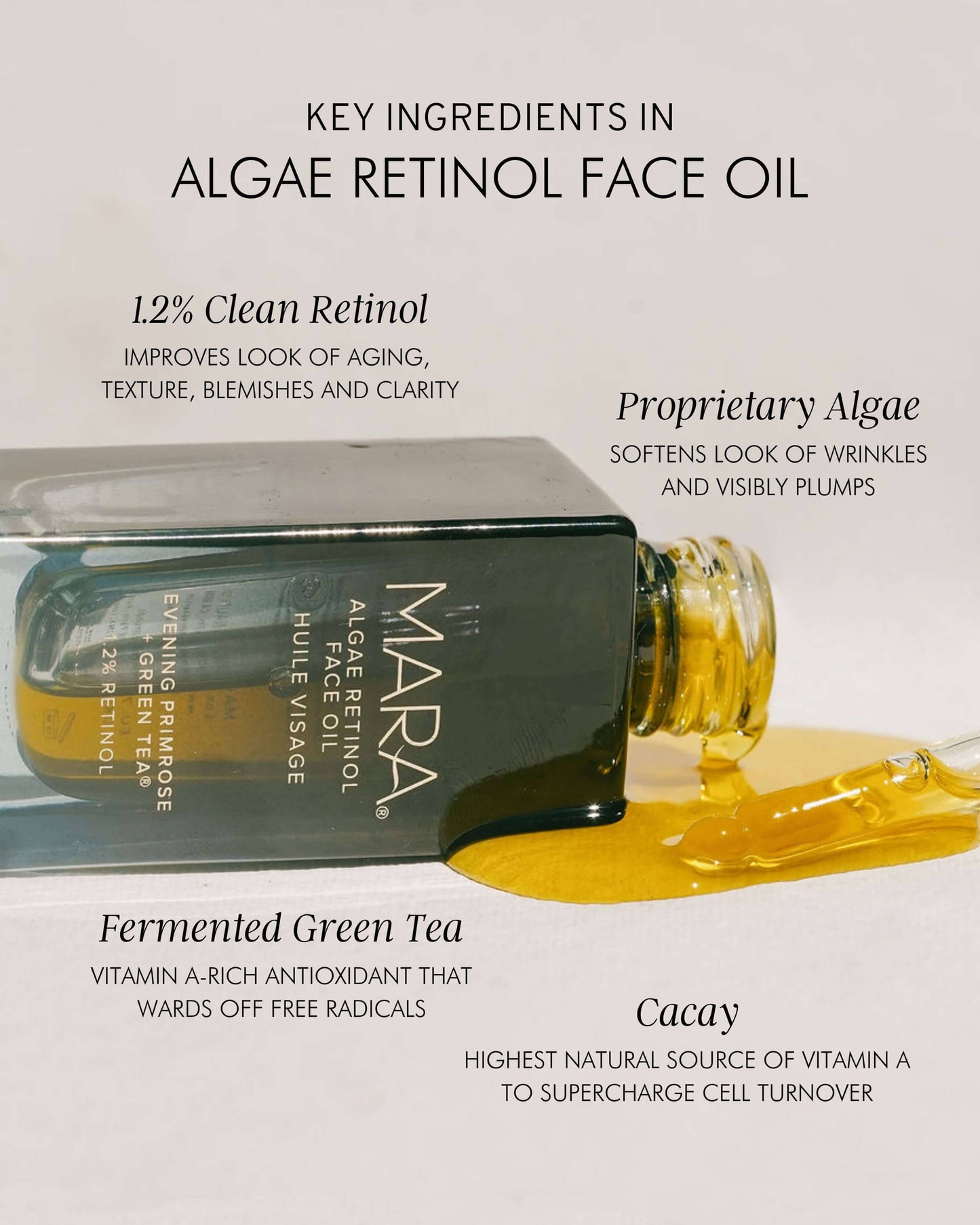 1.2% Clean Algae Retinol Face Oil for Anti-Aging and Wrinkles with Green Tea