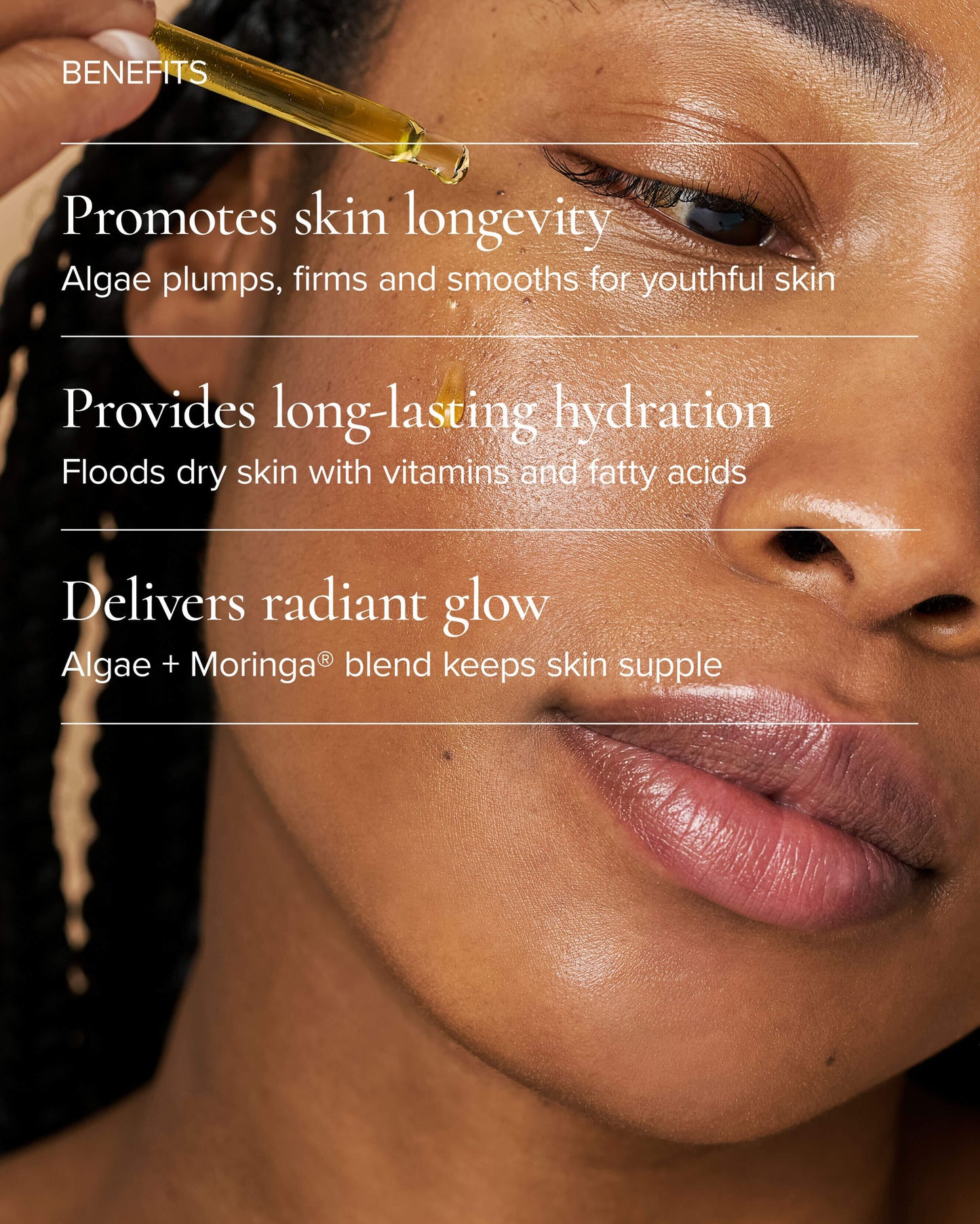 Universal Hydrating Face Oil for Anti-Aging and Glow with Algae + Moringa