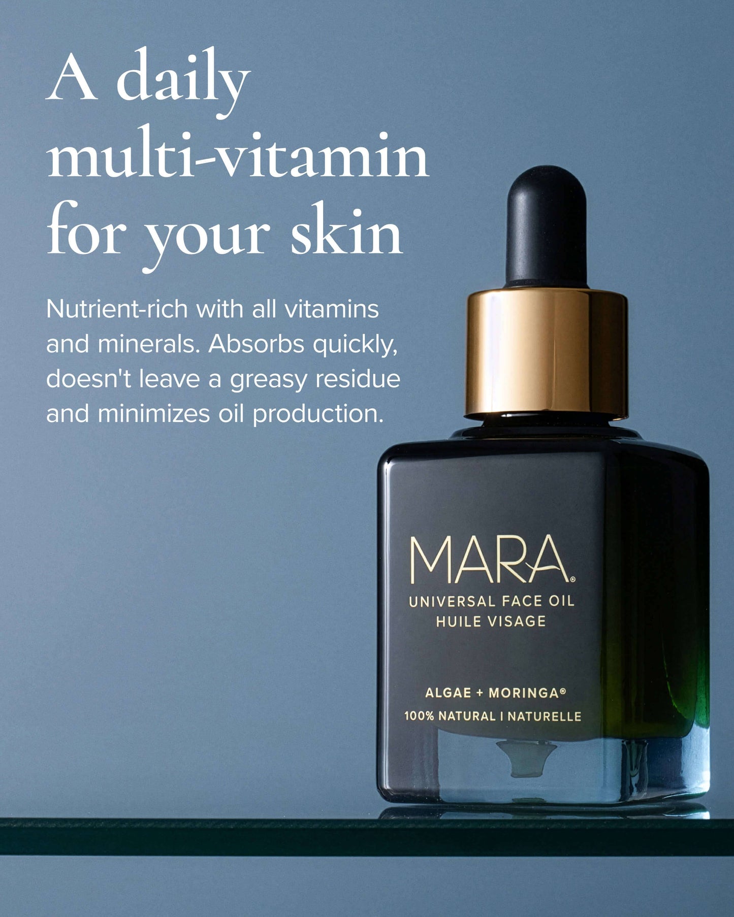 Universal Hydrating Face Oil for Anti-Aging and Glow with Algae + Moringa