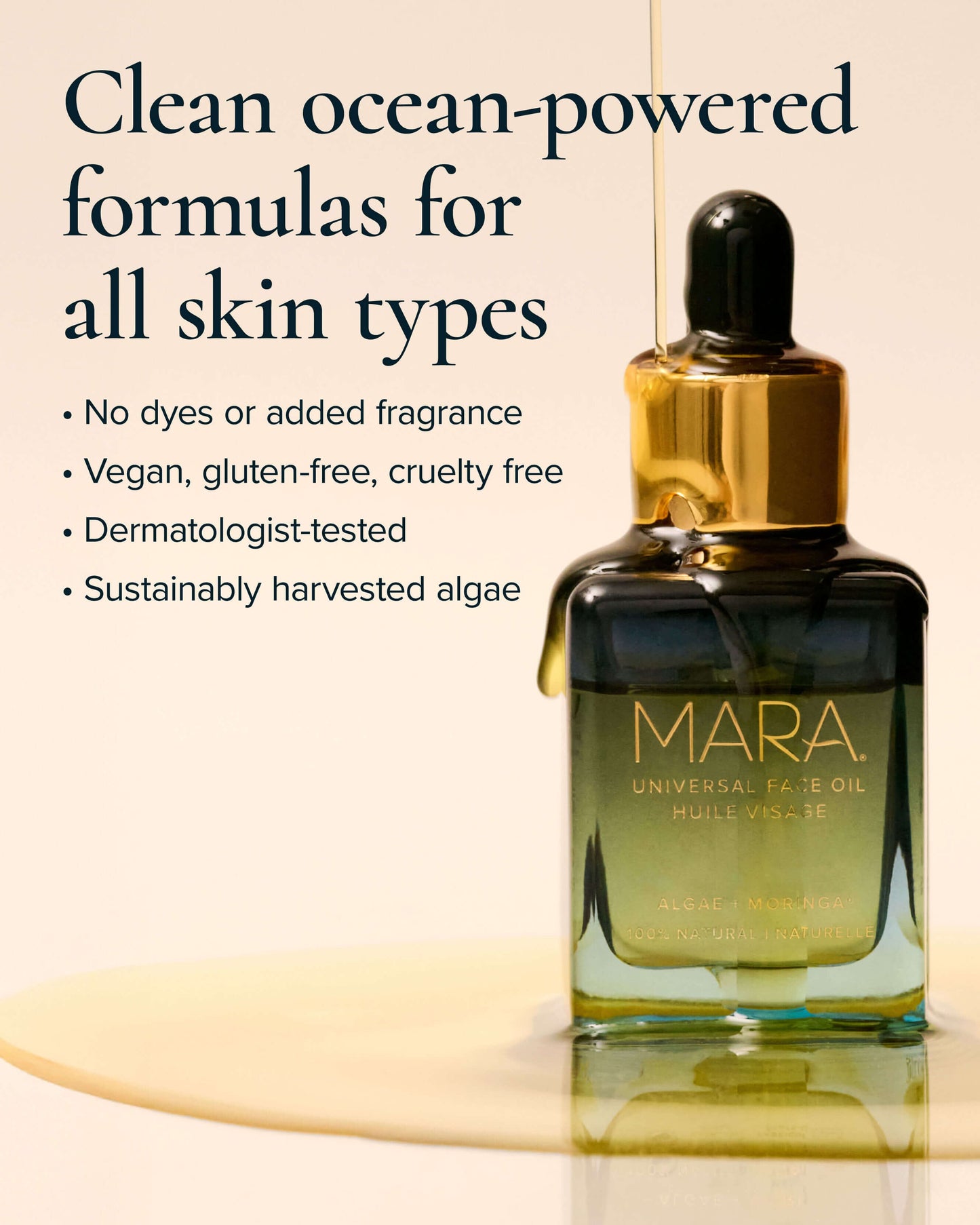 Universal Hydrating Face Oil for Anti-Aging and Glow with Algae + Moringa