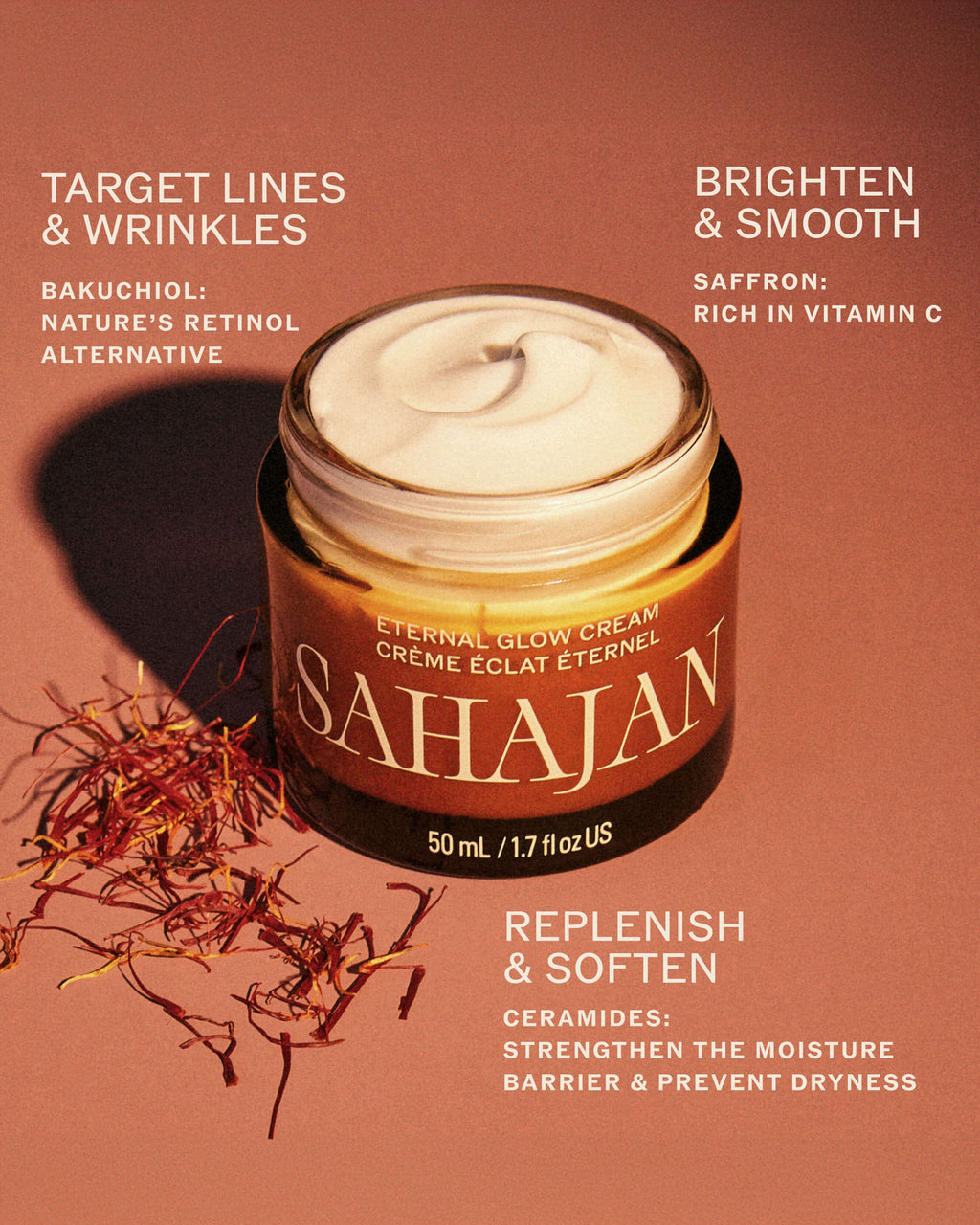 Eternal Glow Cream with Vitamin C, Baukuchiol, Ceramides + Saffron