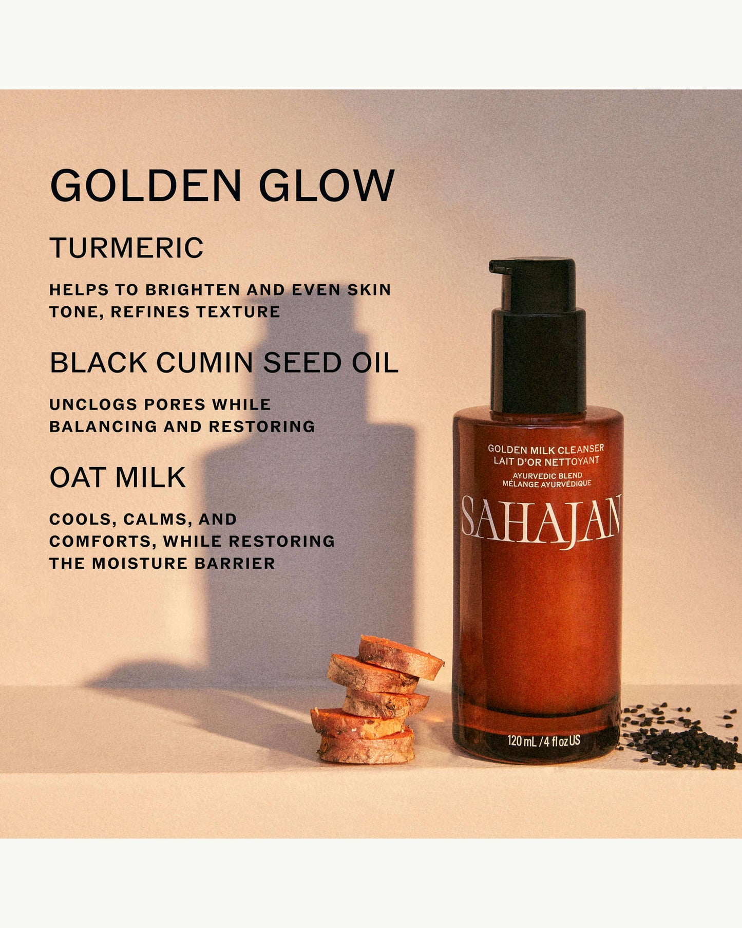 Golden Milk Cleanser with Turmeric , Vitamin C + Black Cumin Seed Oil