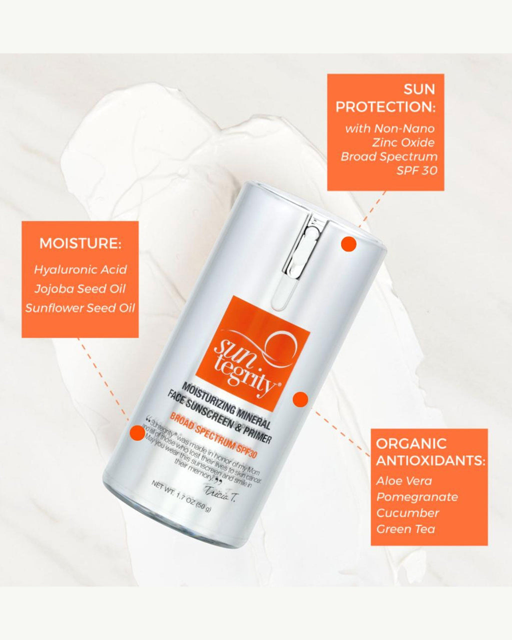 Crème solaire minérale hydratante et base de teint, FPS 30